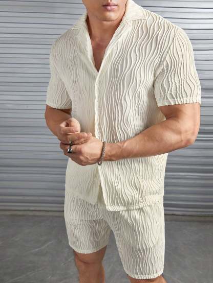 Casual Lapel Shirt And Short Set-Vacay Outfit