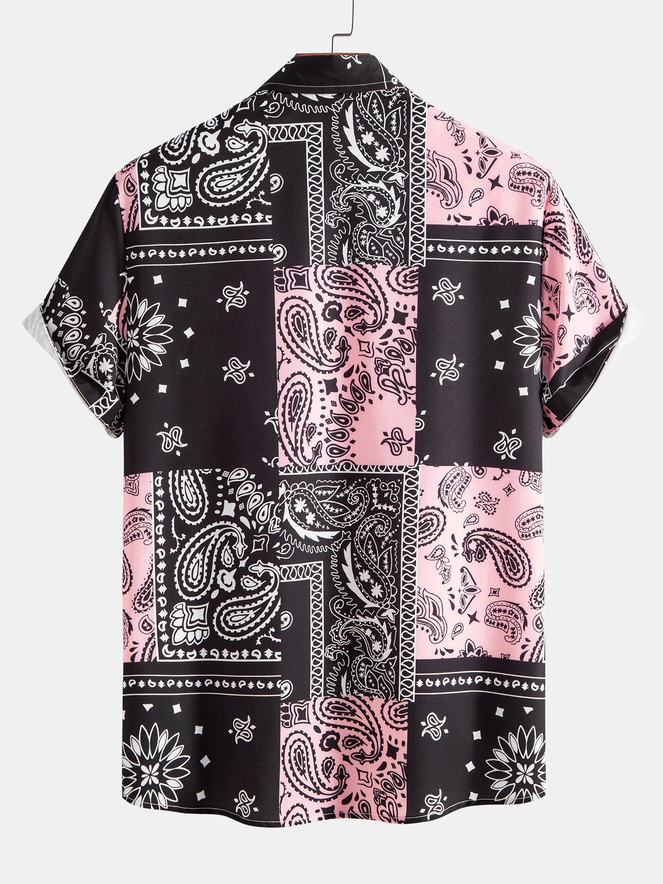 Patchwork Bandana Print Casual Shirt-Vacay Outfit