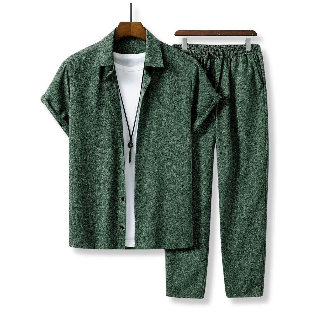 Stylish Ruffled Shirt And Pants Set-Vacay Outfit