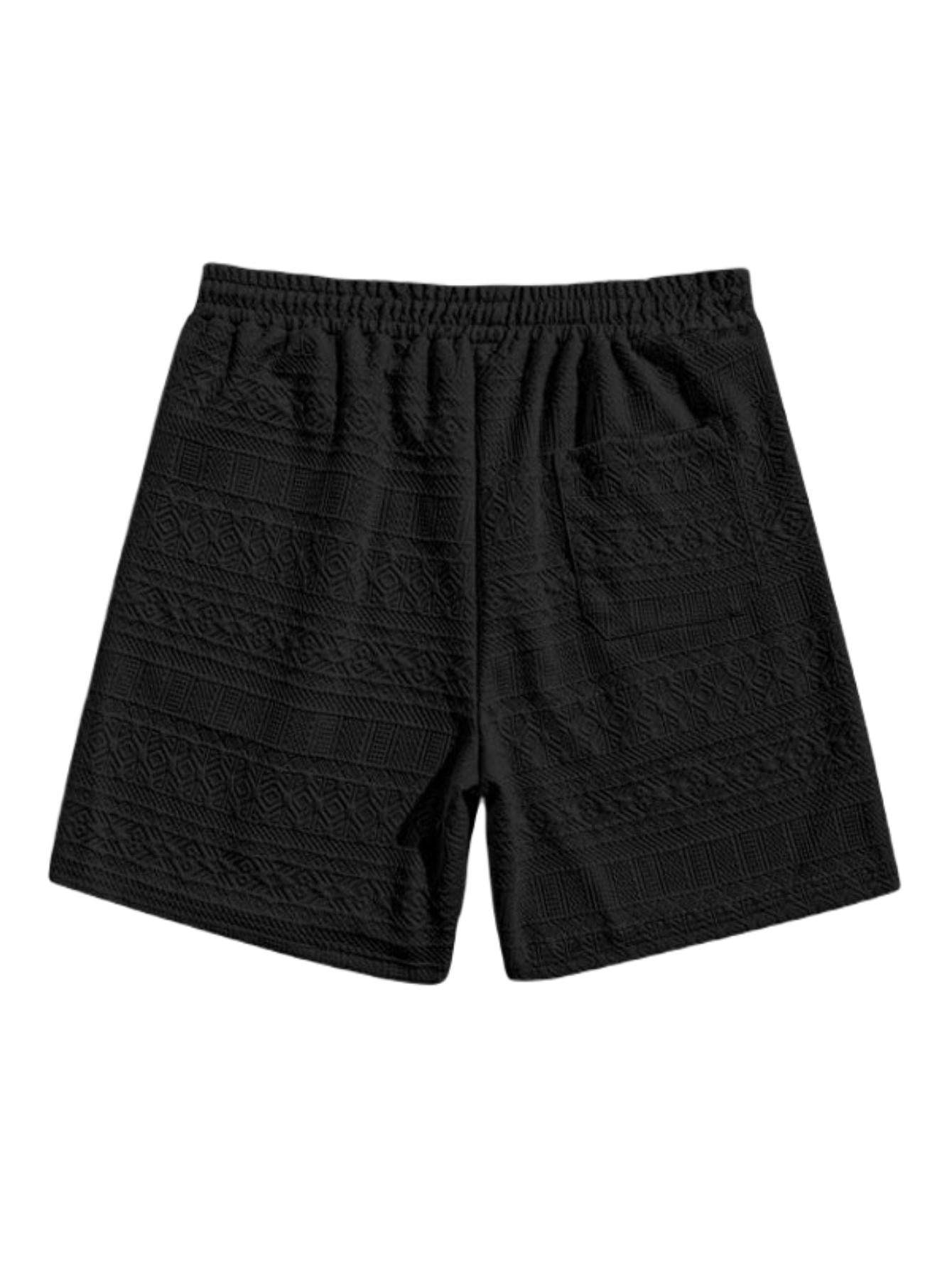 Monochrome Textured Shirt Shorts Set-Vacay Outfit