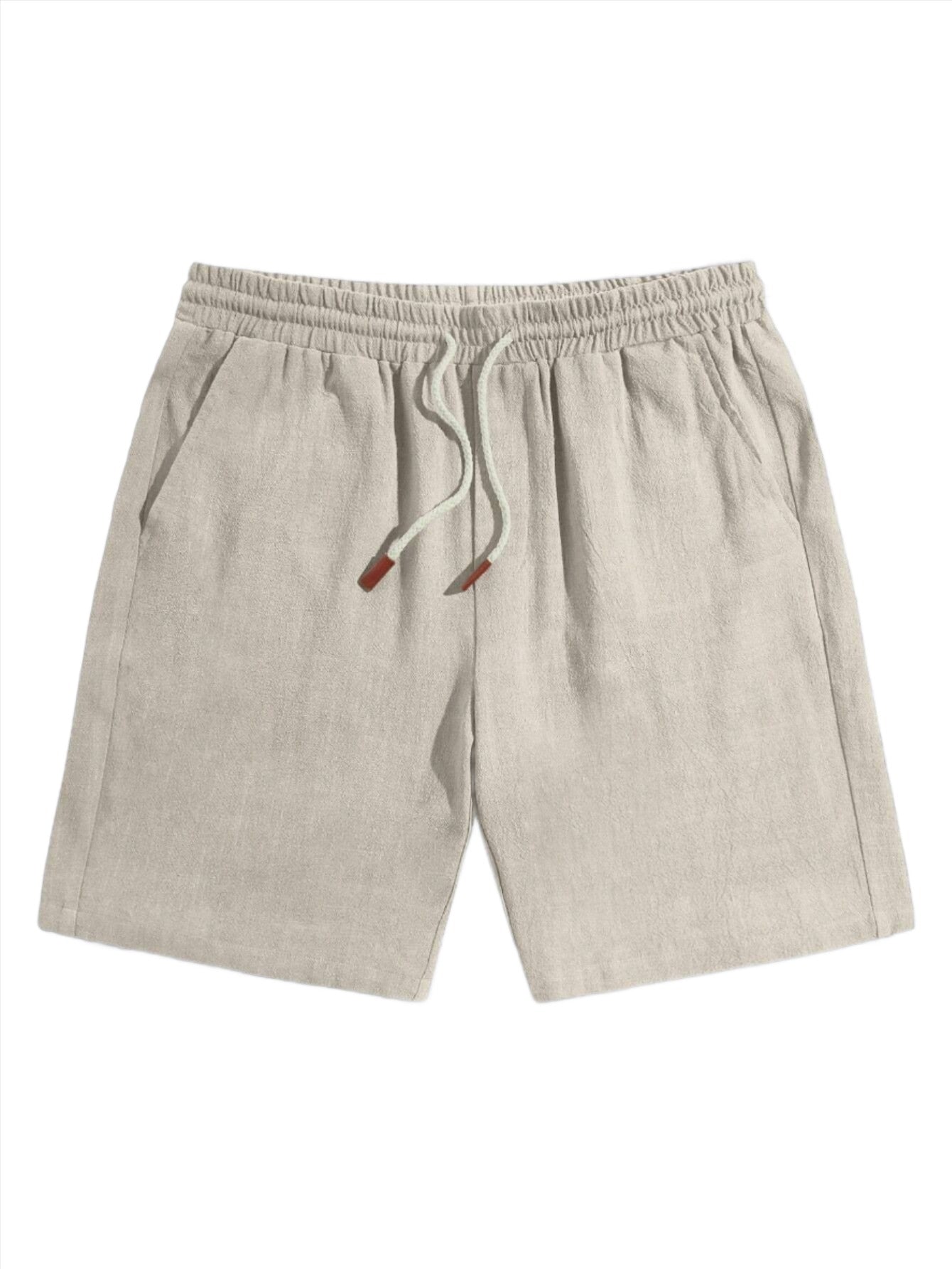 Linen Textured Drawstring Shorts-Vacay Outfit