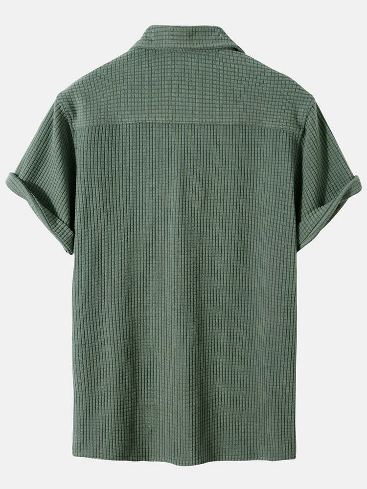 Textured Coordinated Shirt And Shorts Set-Vacay Outfit