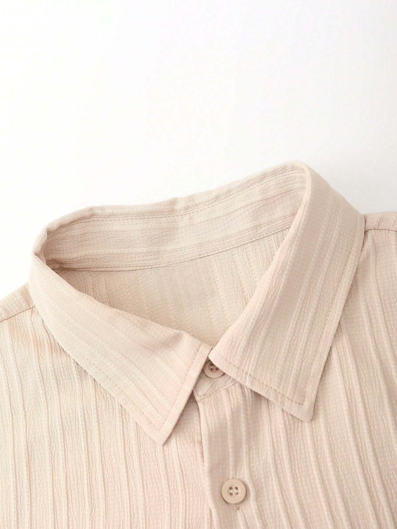Solid Colored Button Up Shirt And Pants Without Tee-Vacay Outfit