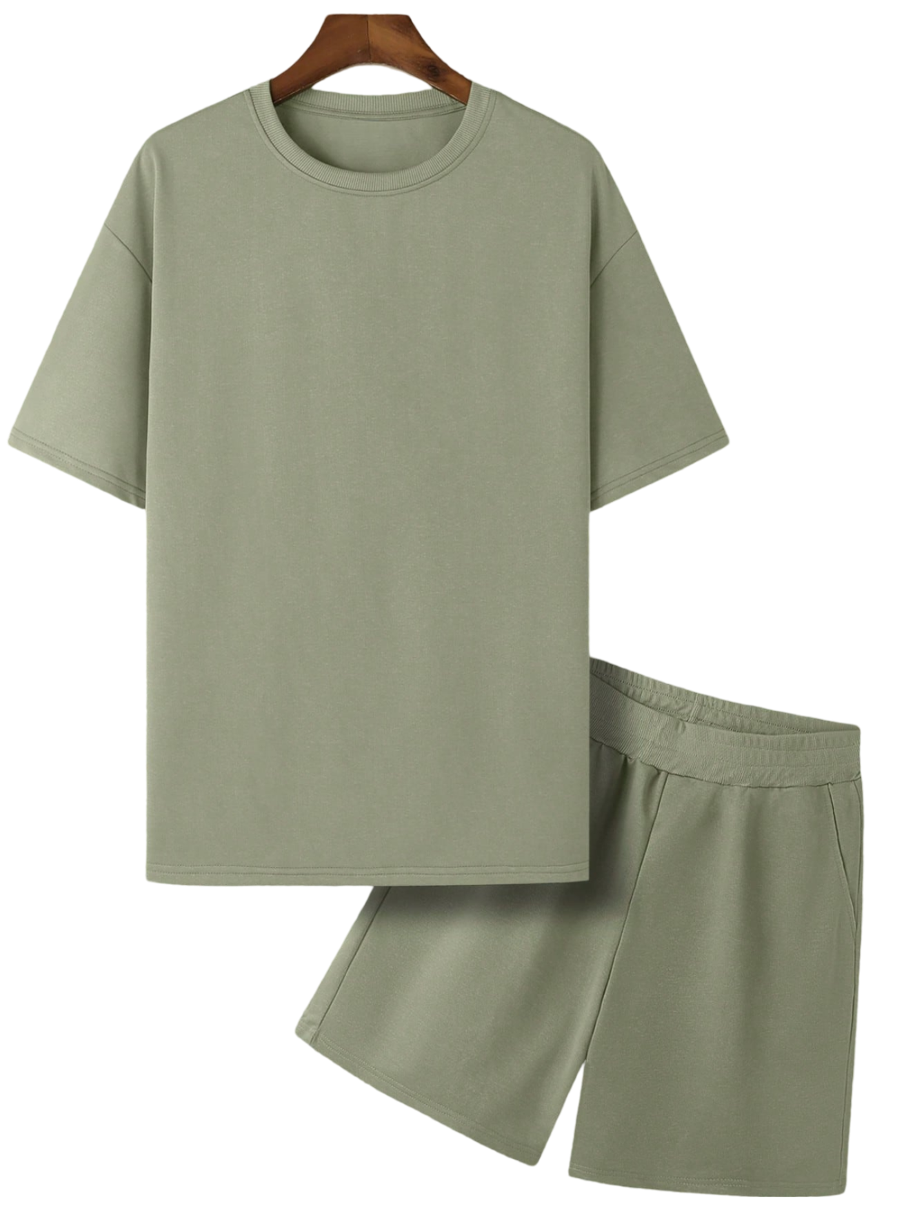 Plain Solid Colored T Shirt And Shorts Set-Vacay Outfit