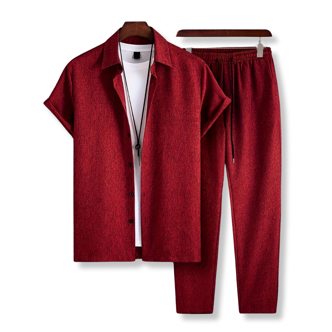 Stylish Ruffled Shirt And Pants Set-Vacay Outfit