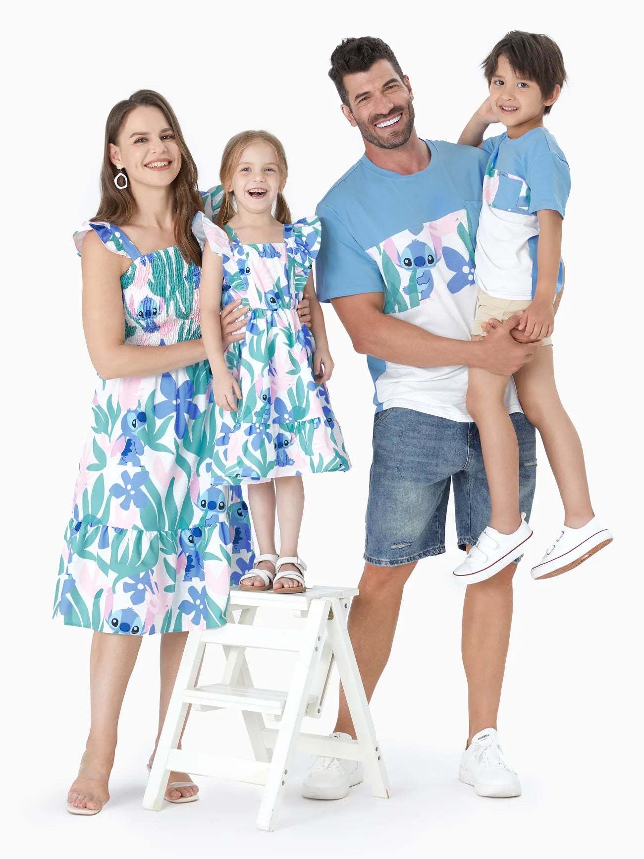 Family Matching Floral Plant Print T Shirt And Dress Set-Vacay Outfit