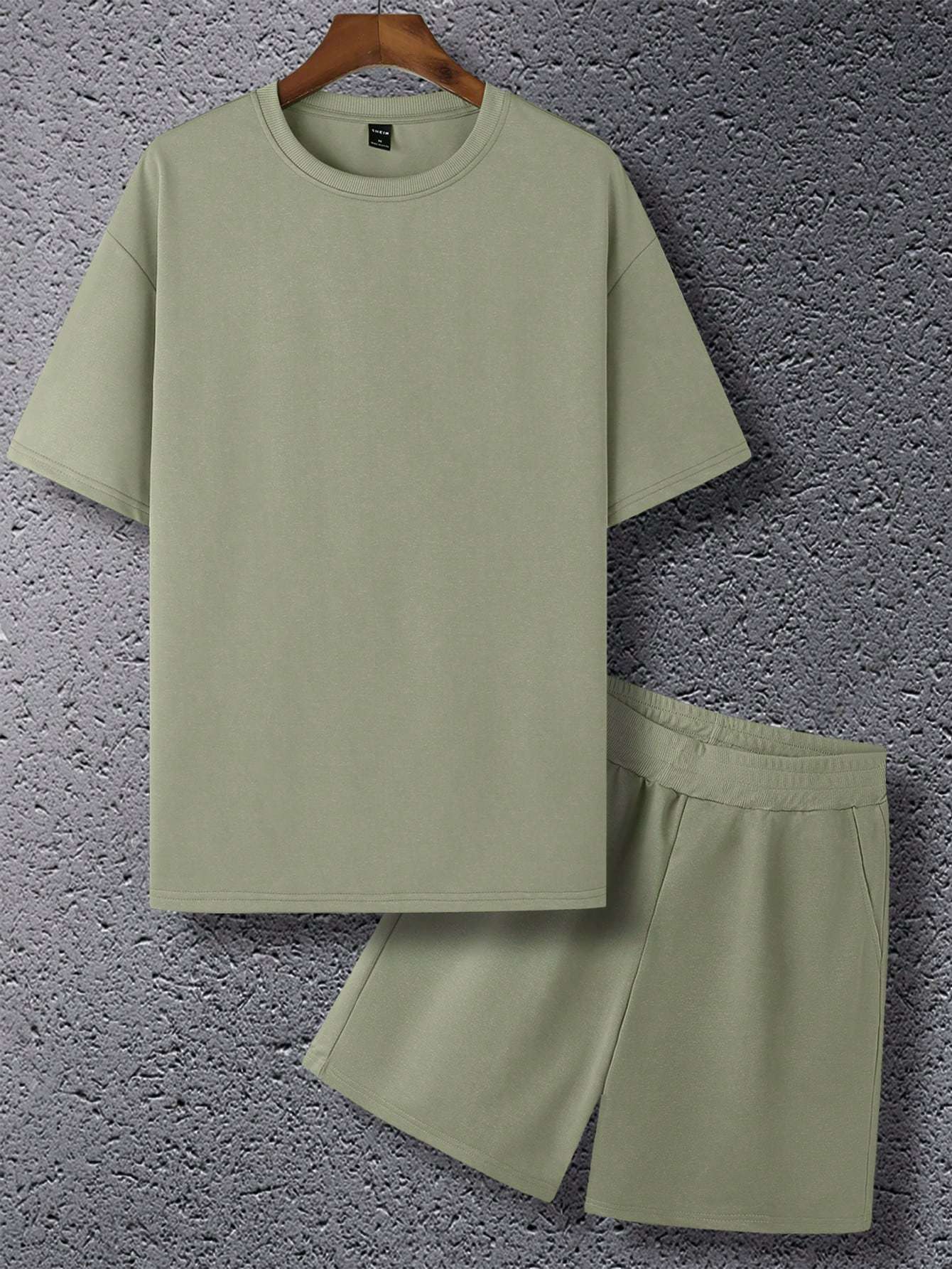Plain Solid Colored T Shirt And Shorts Set-Vacay Outfit