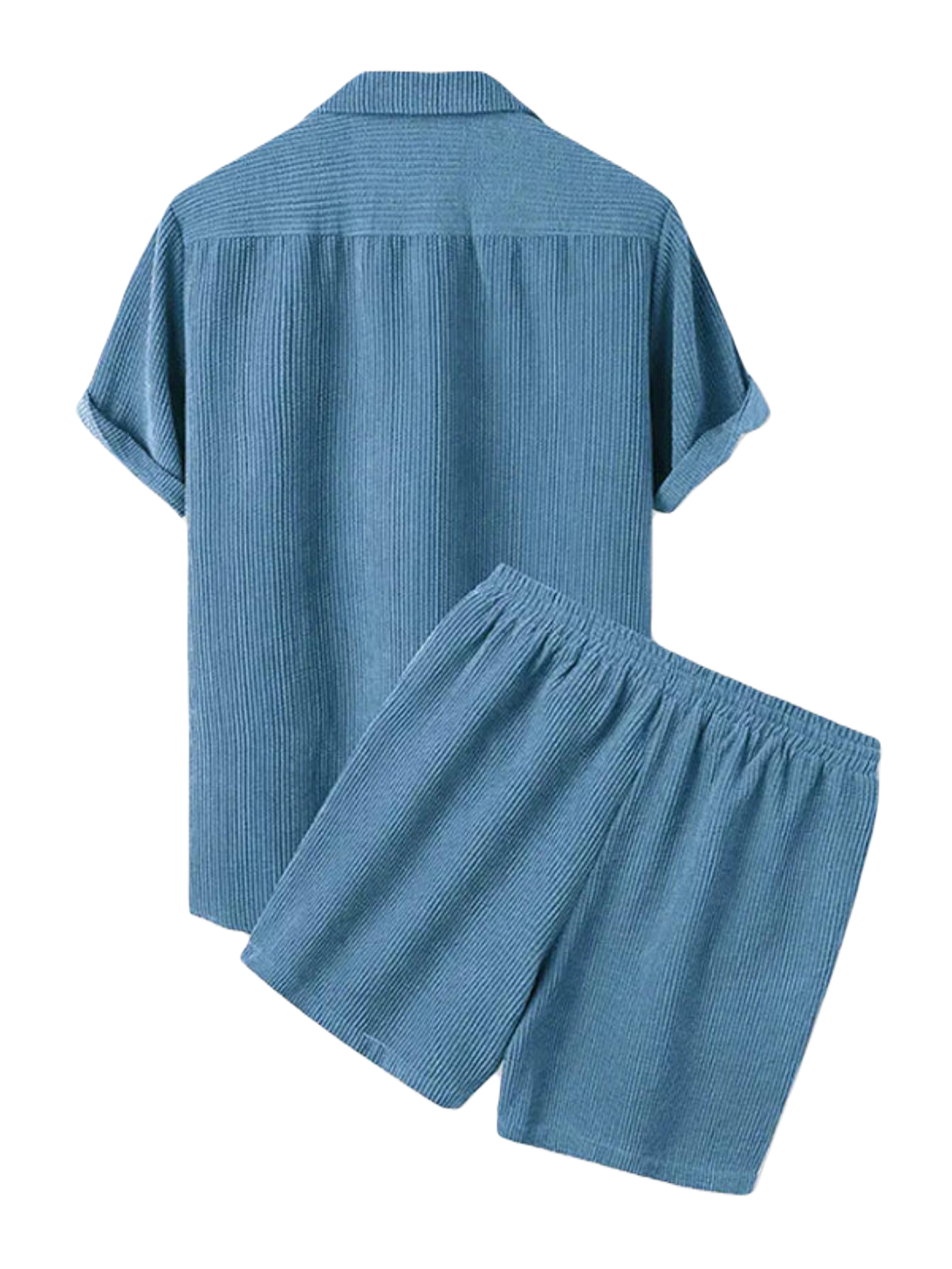 Corduroy Casual Lapel Shirt Shorts Set-Vacay Outfit
