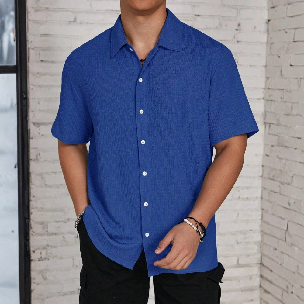 Knit Jacquard Loose Beach Vacation Shirt For Men