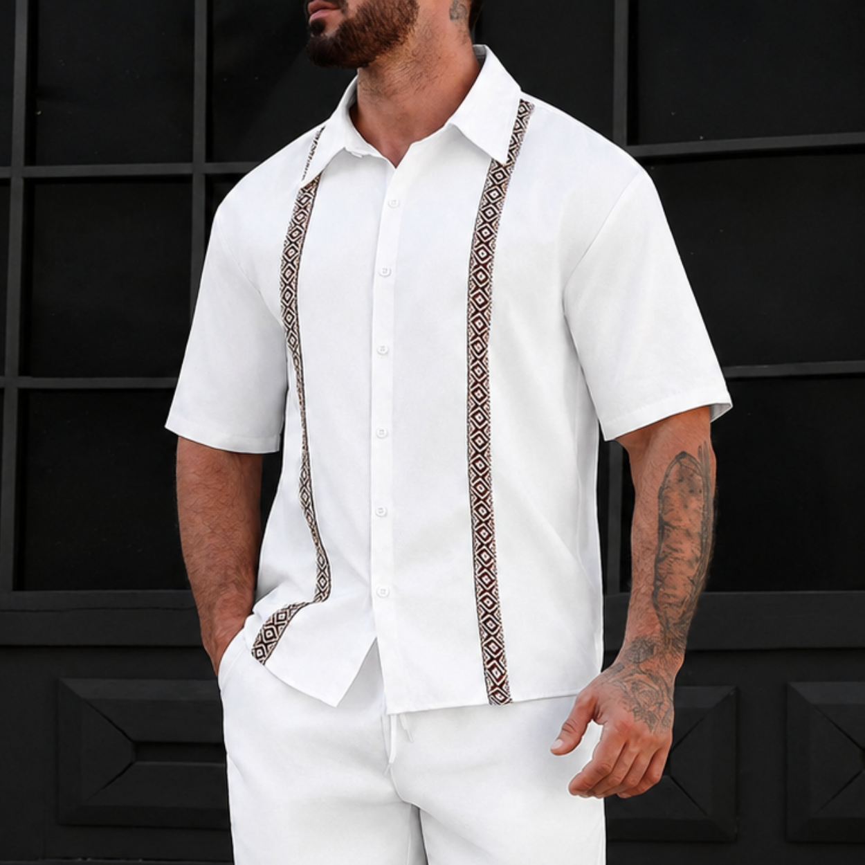 Casual Retro Checkered Short Sleeve Shirt For Men
