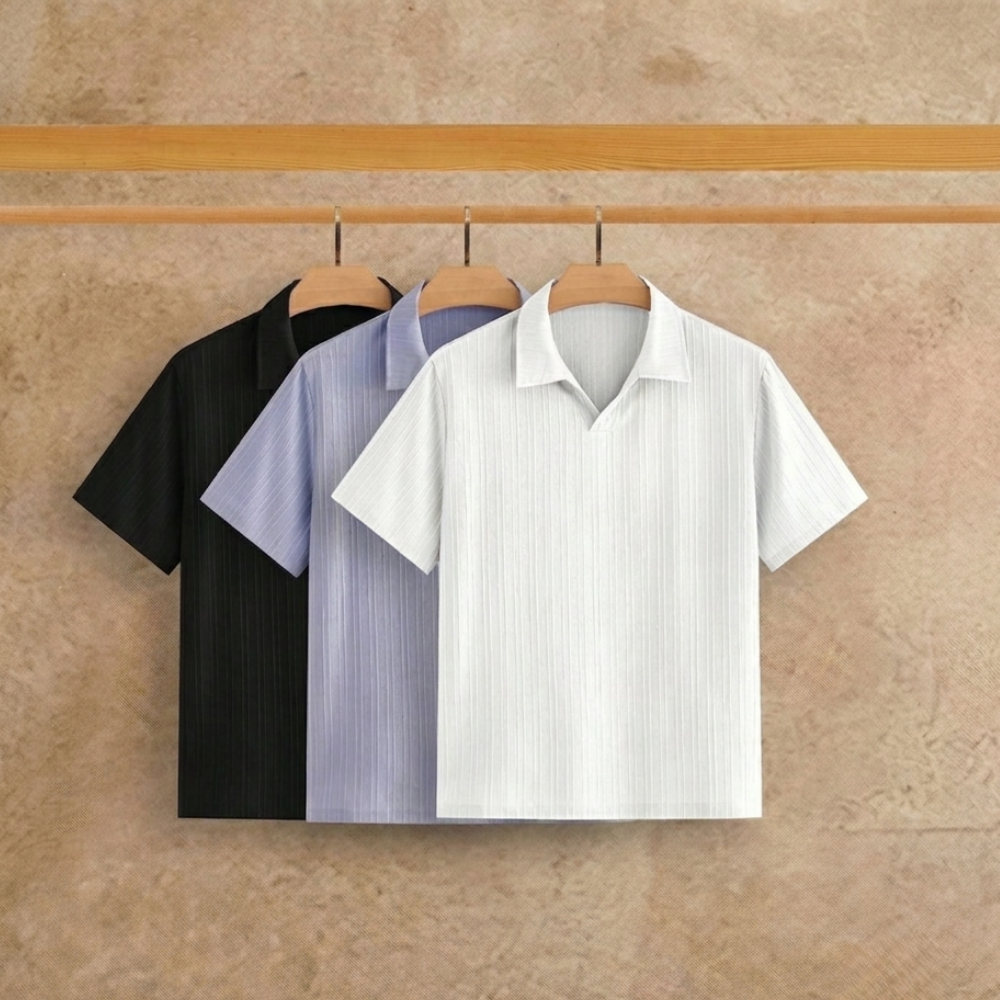 Minimalist Short Sleeve Polo Shirt Set For Men