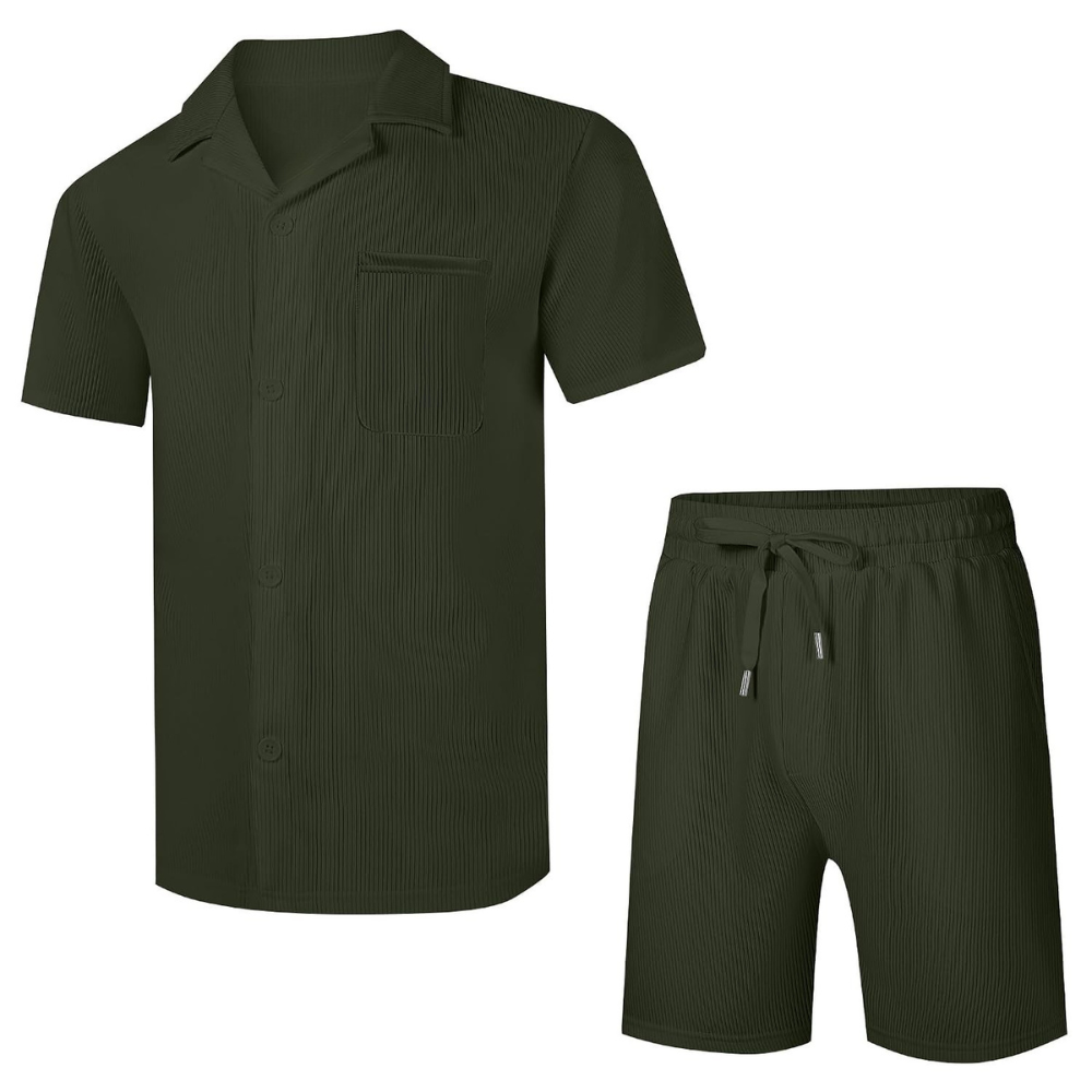 Casual Summer Beach Shorts and Shirt Set Men