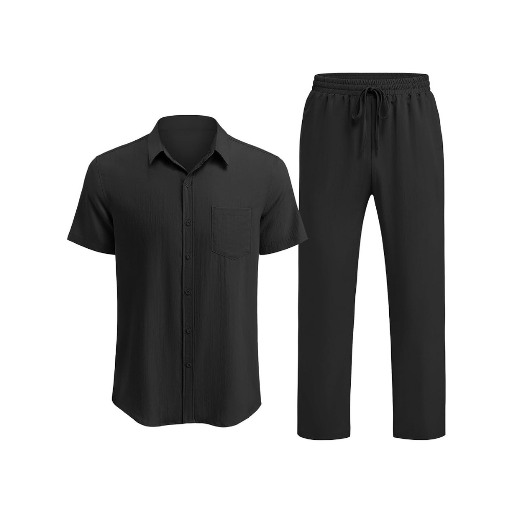 Casual Loose Fit Beach Wear Shirt And Pant Set For Men