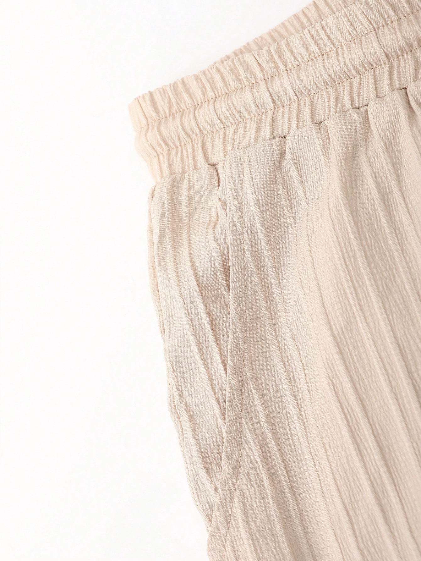 Solid Colored Button Up Shirt And Pants Without Tee-Vacay Outfit