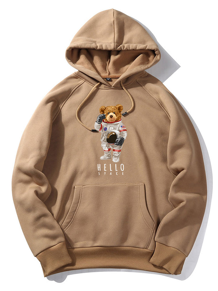 Astronaut Bear Print Hoodie-Vacay Outfit