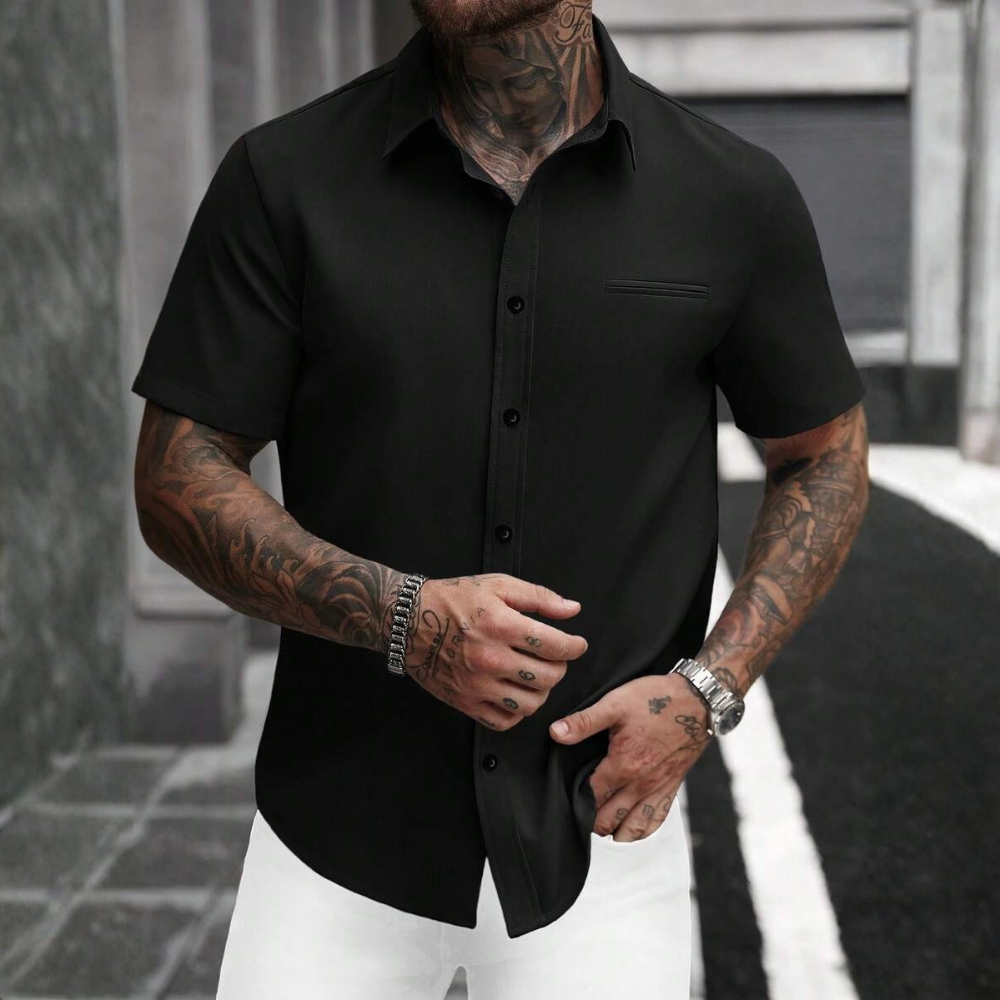 Casual Business Short Sleeve Formal Office Daily Work Shirt For Men