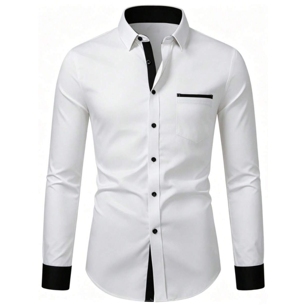 Solid Colored Front Pocket Long Sleeve Shirt