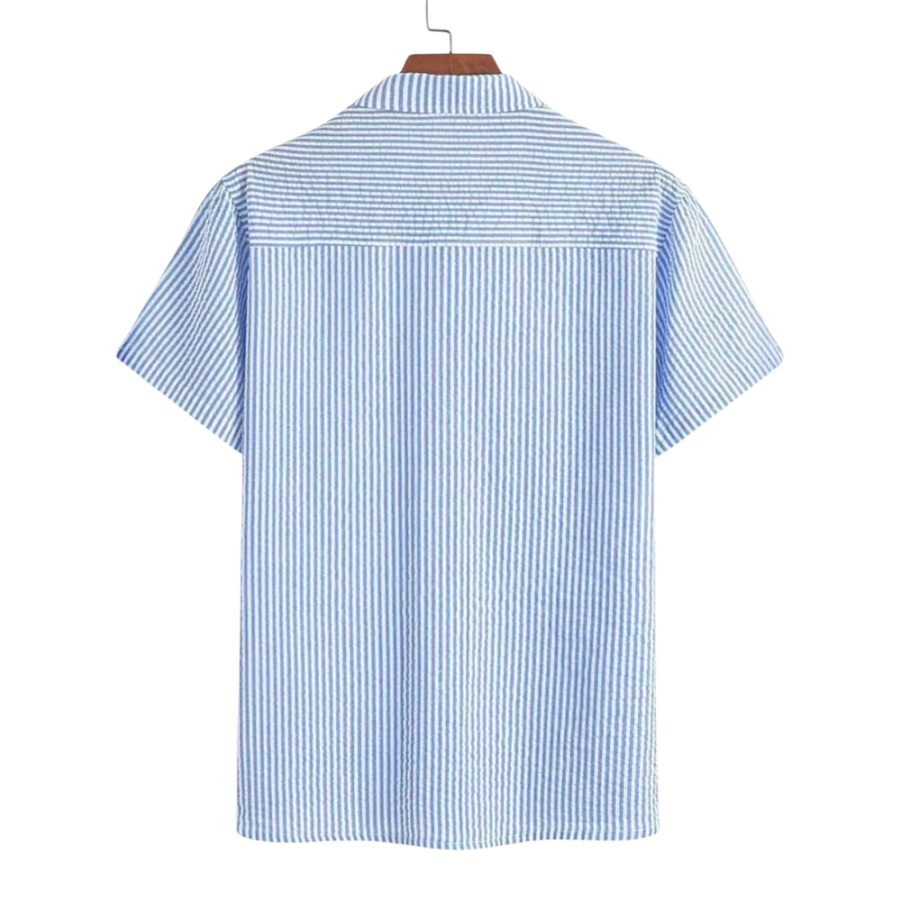 Retro Striped Lightweight Short Sleeve Casual All Season Shirt For Men