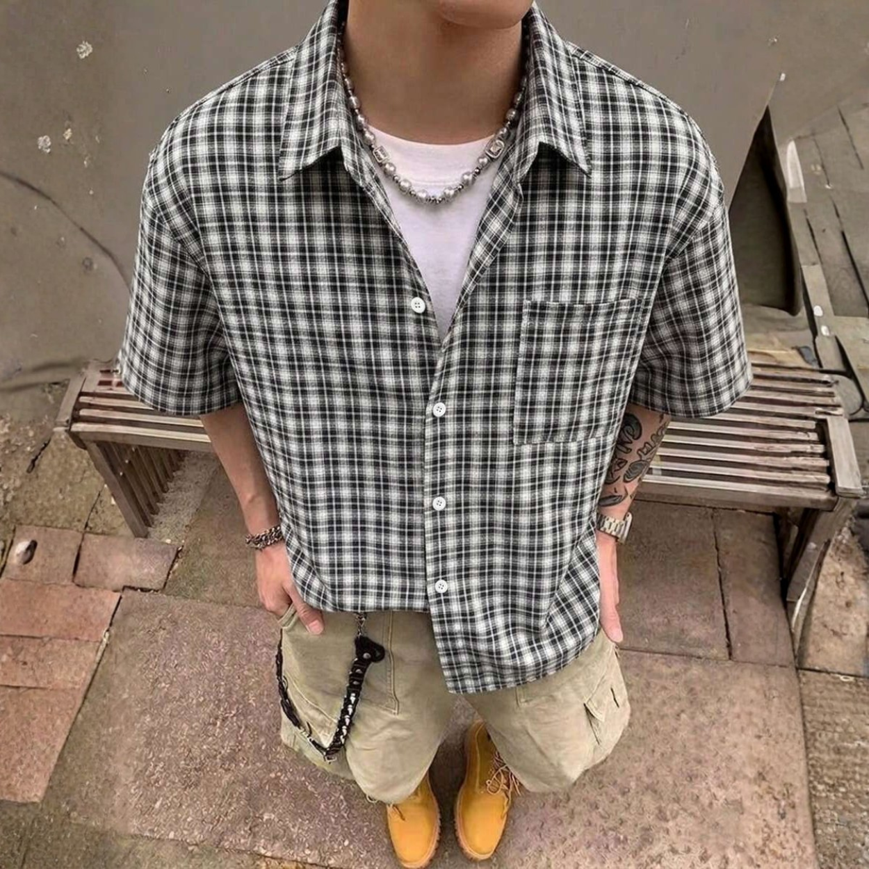 Classic Short Sleeve Shirt With Single Pocket For Men