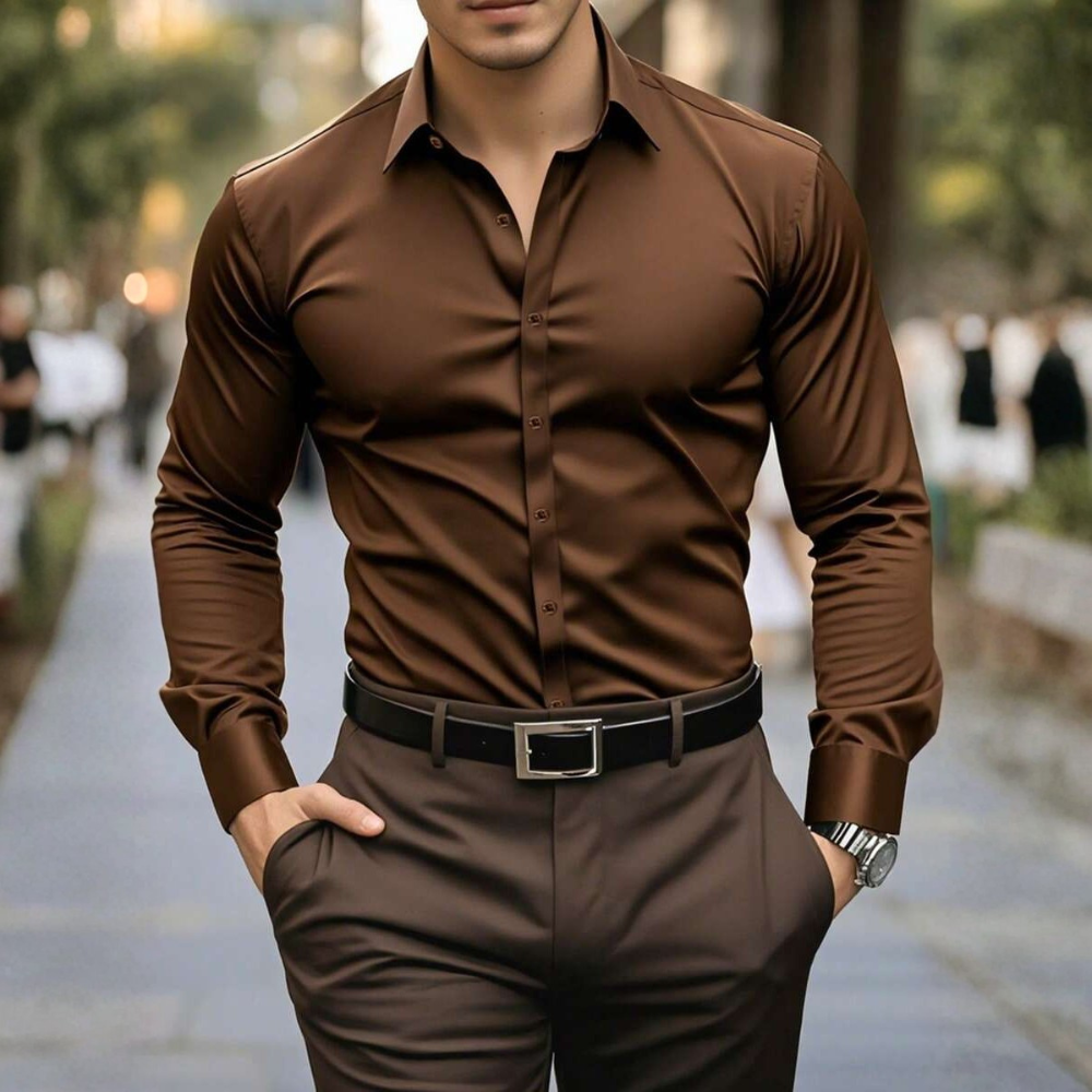 Formal Solid Long Sleeve Commuter Professional Business Shirt For Men