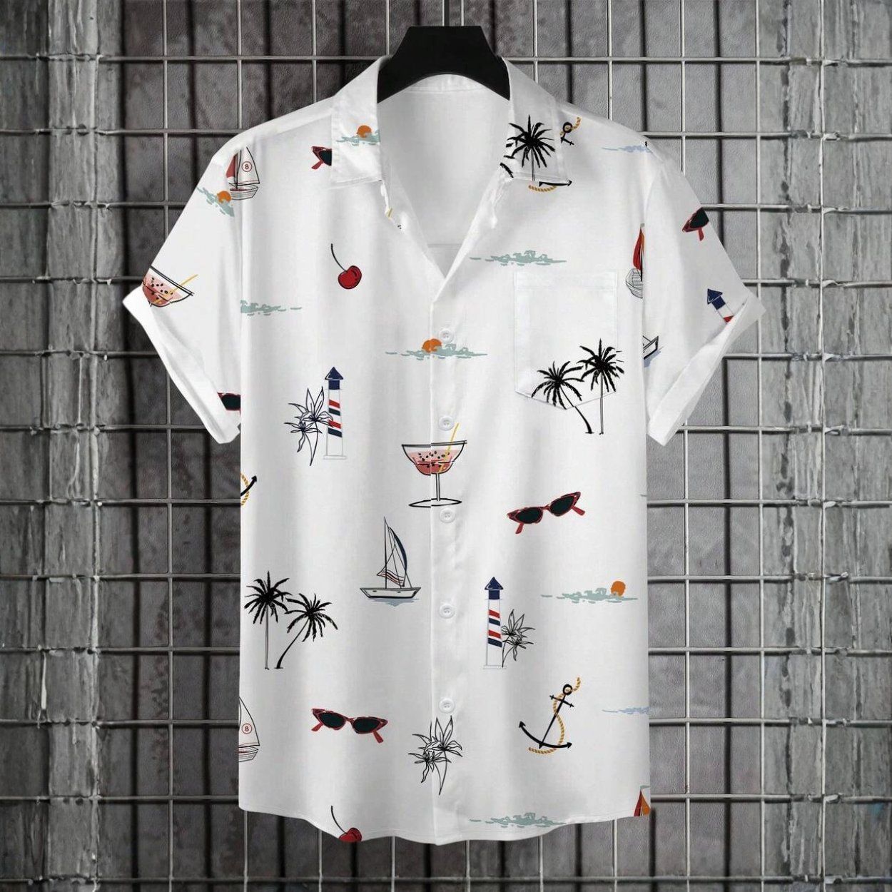 Casual Floral Printed Button Up Vacation Shirt For Men