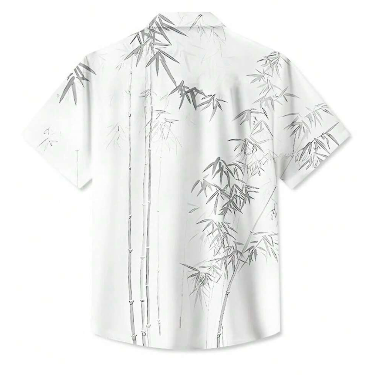 Vintage Bamboo Leaf Print Short Sleeve Shirt For Men