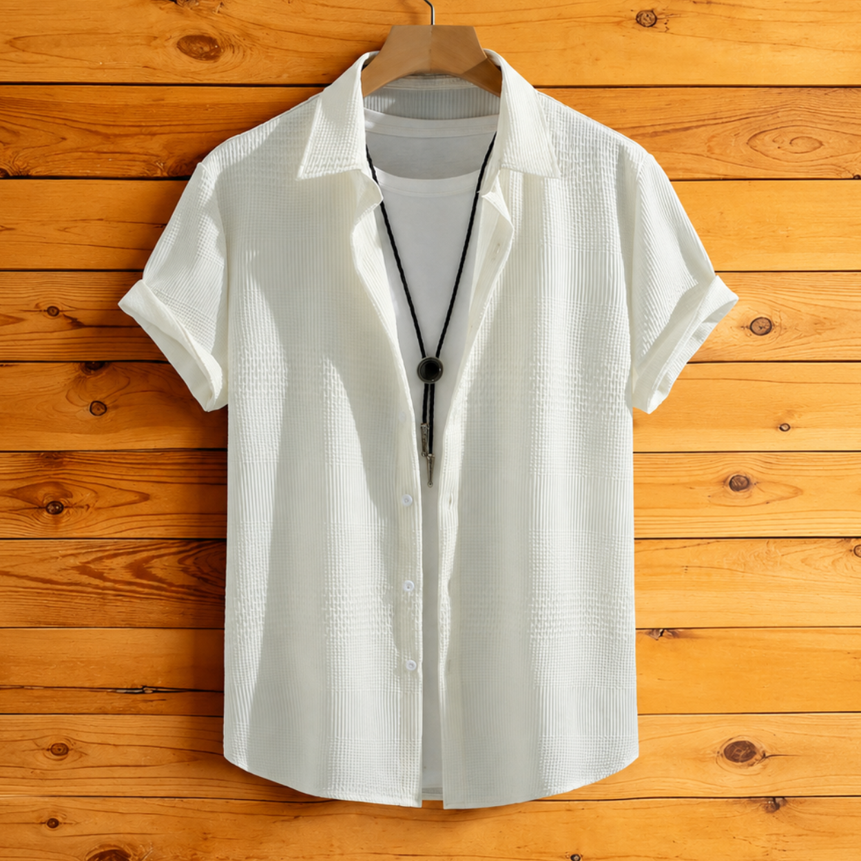 Plain Button Down Short Sleeve Shirt For Men