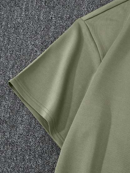 Plain Solid Colored T Shirt And Shorts Set-Vacay Outfit