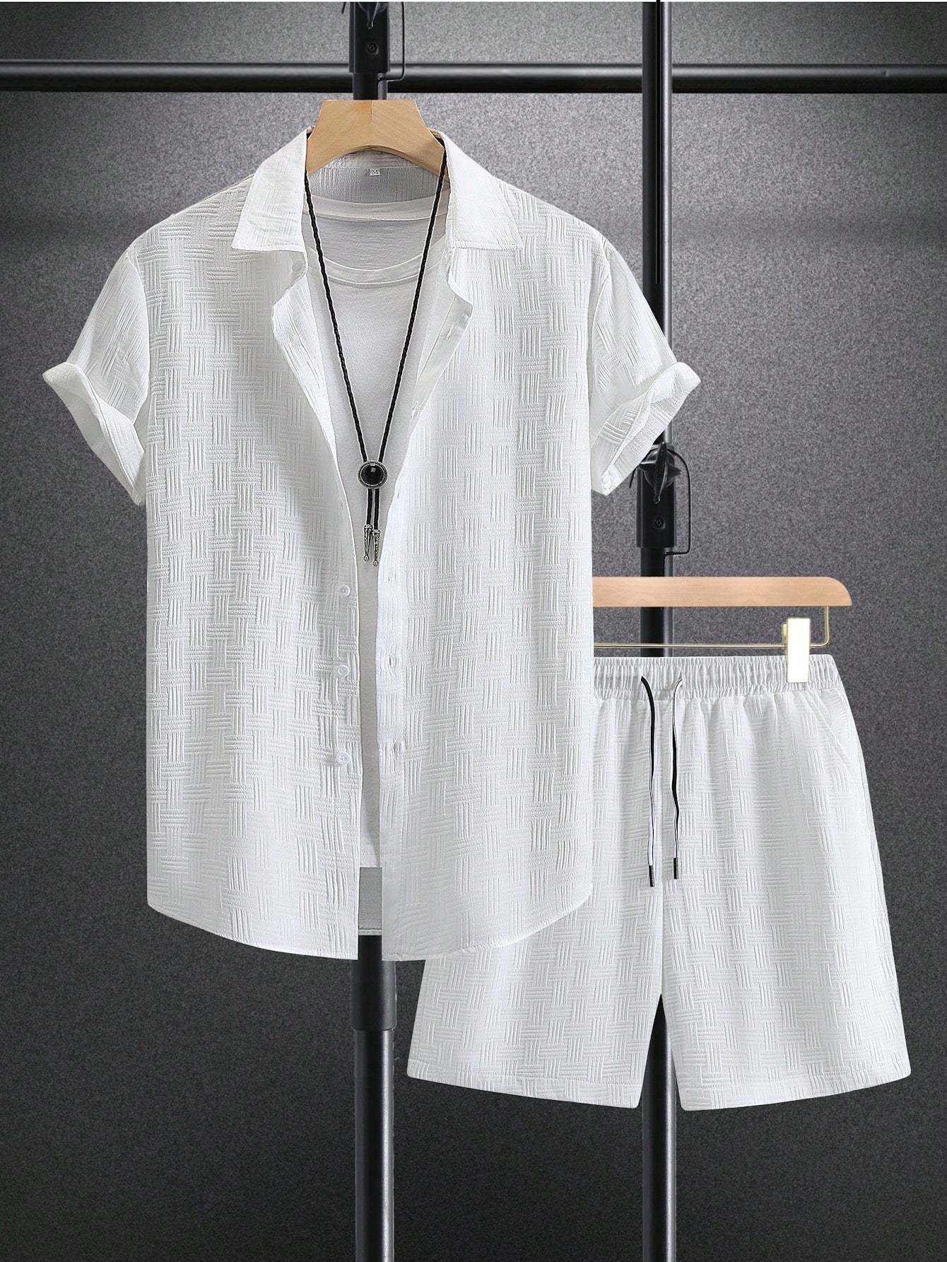 Plain Shirt And Shorts Set-Vacay Outfit