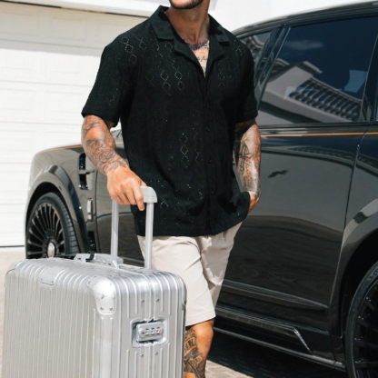 The Riviera Revere Shirt With Midnight Elegance-Vacay Outfit