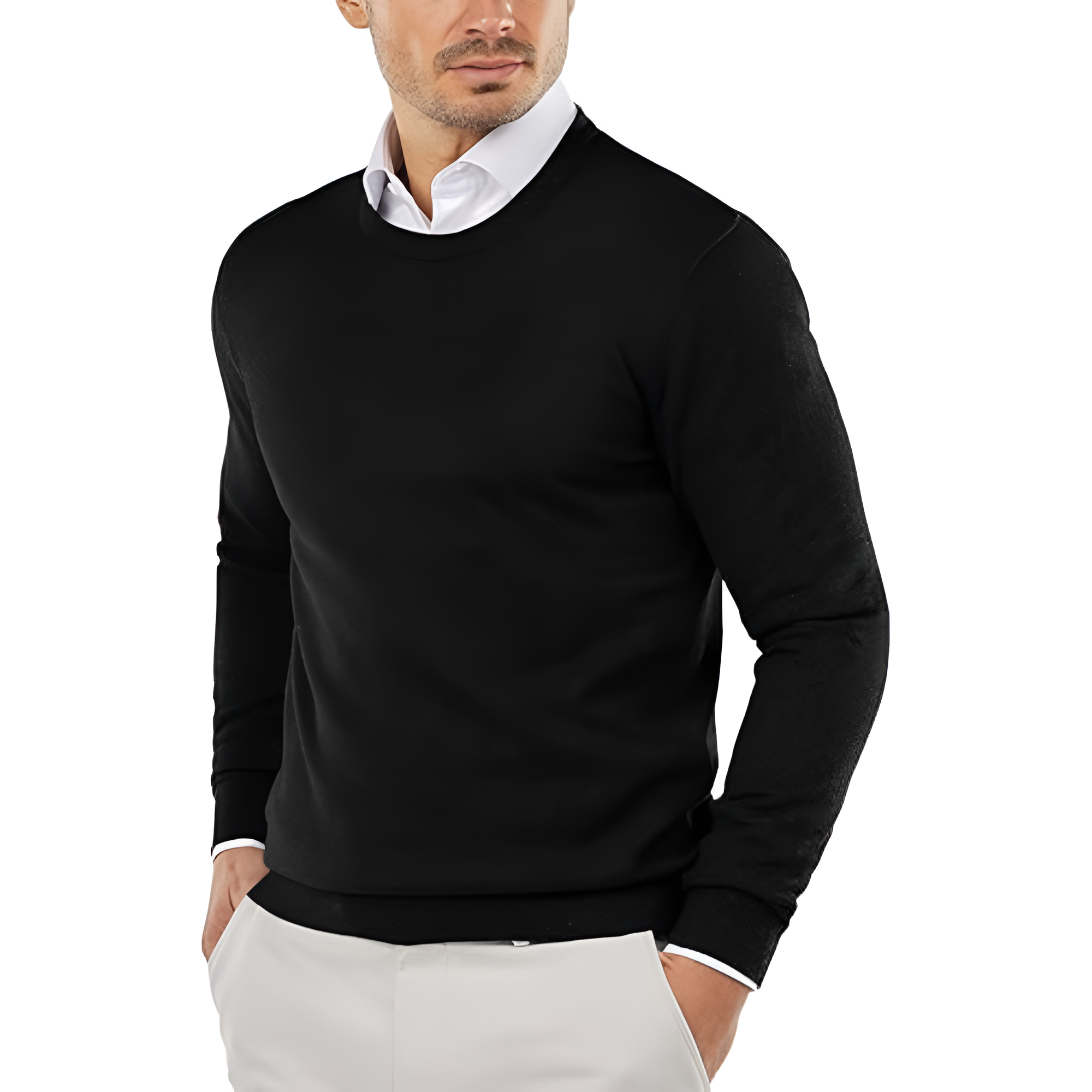 Men's Crew Neck Sweater Slim Fit Lightweight Sweatshirts Knitted Pullover for Casual Or Dressy Wear