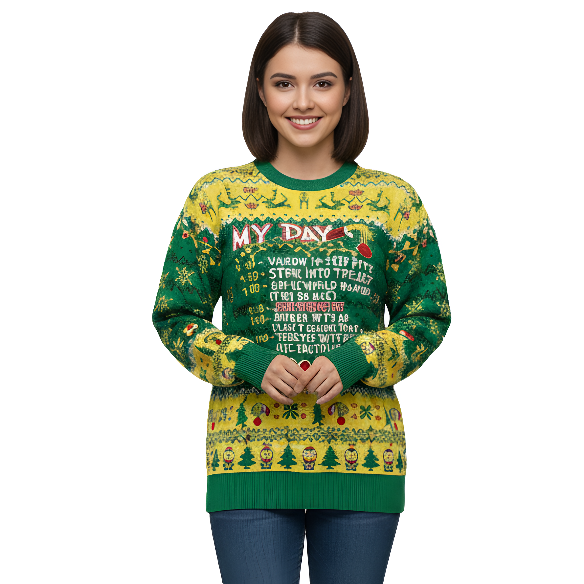 Ugly Christmas Sweater For Women With My Day Im Booked Print