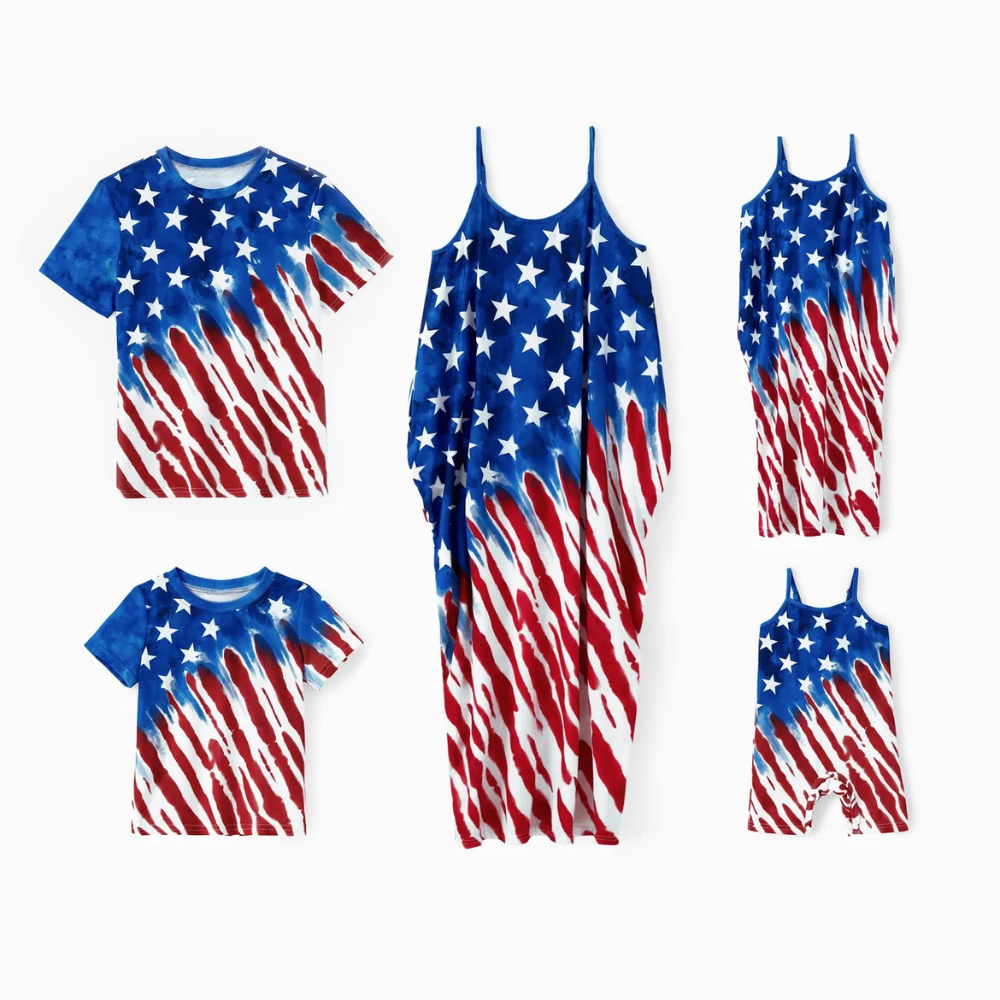 Patriotic Star And Stripe Family Matching Outfit Set-Vacay Outfit