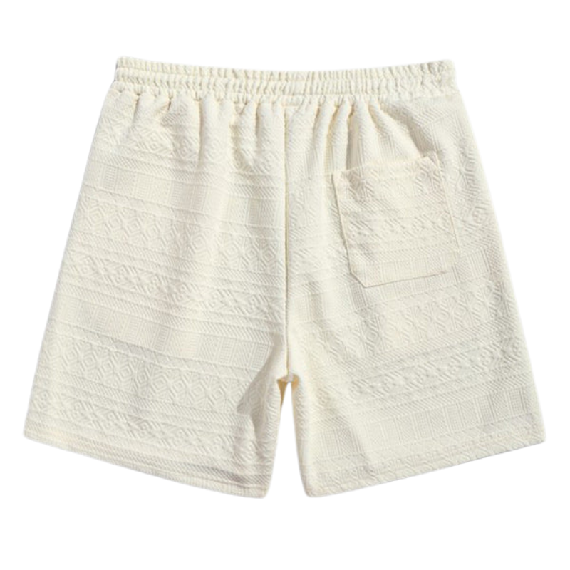 Geometric Retro Jacquard Polo T Shirt And Casual Shorts-Vacay Outfit