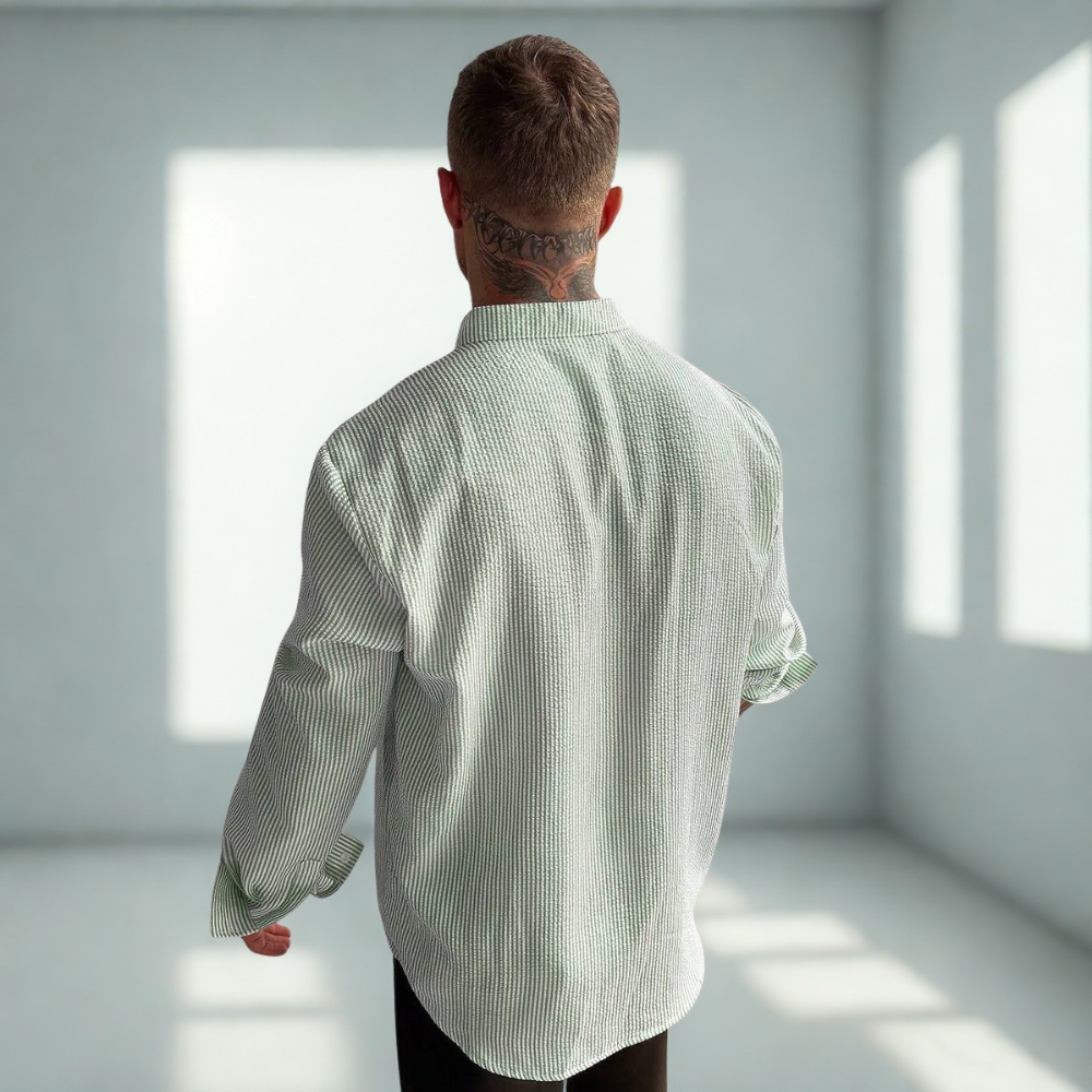Placket Long Sleeve Vacation Shirt For Men