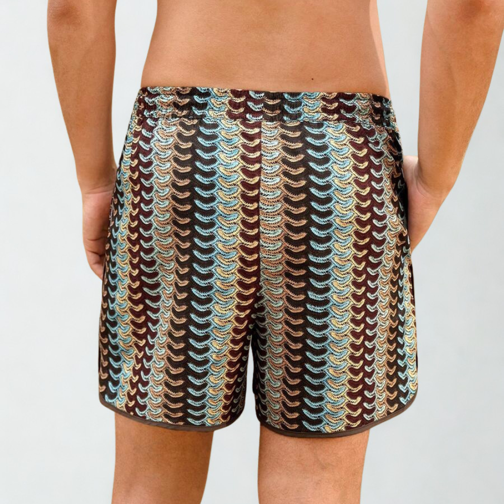 [Copy]1pc Men's Summer Beach Vacation Style Drawstring Waist 2 In 1 Beach Shorts