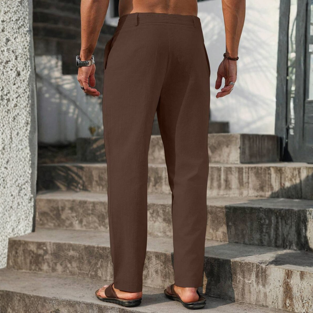 Solid Drawstring Tapered Pants For Men