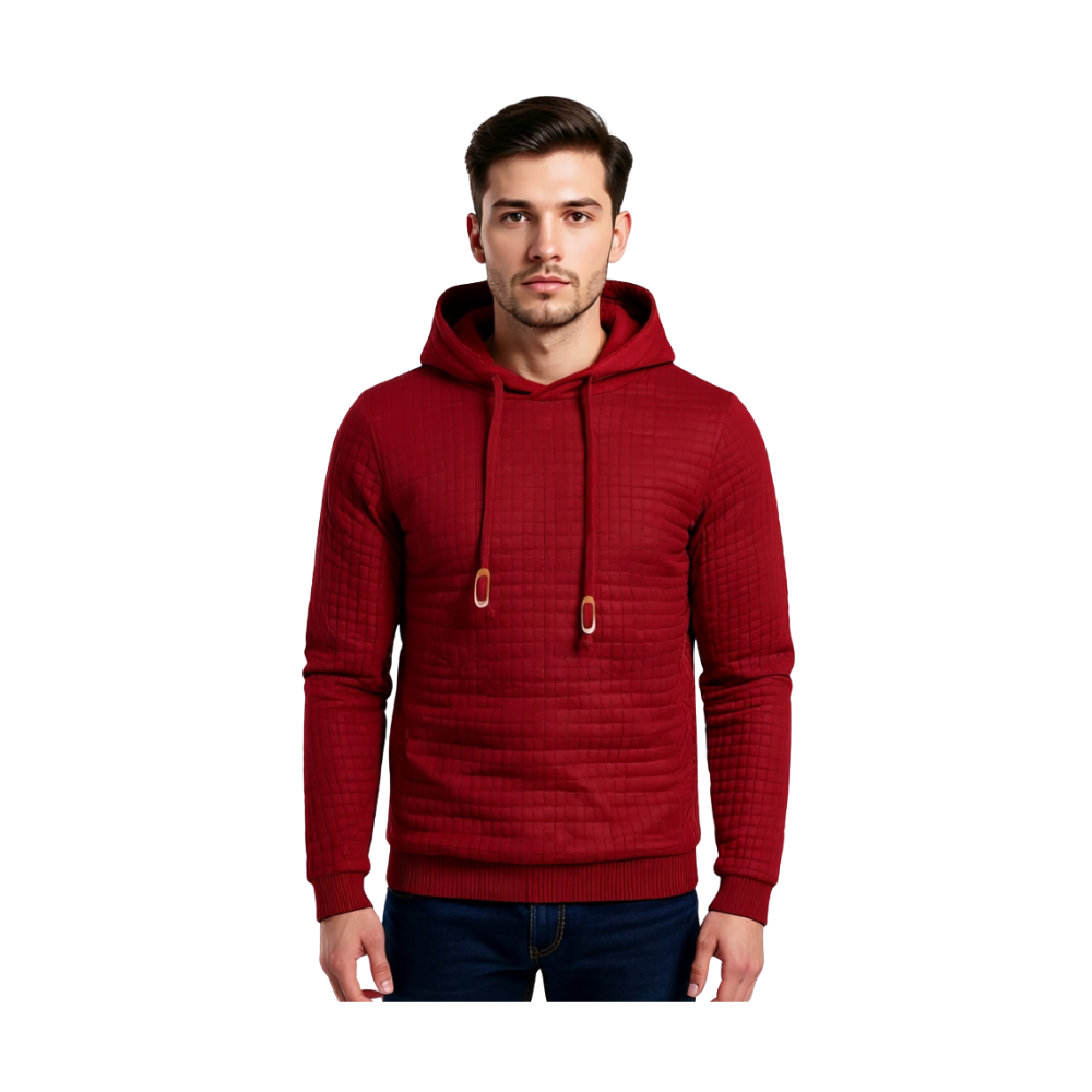 Men Hooded Sweatshirt With Long Sleeves And Drawstring Design