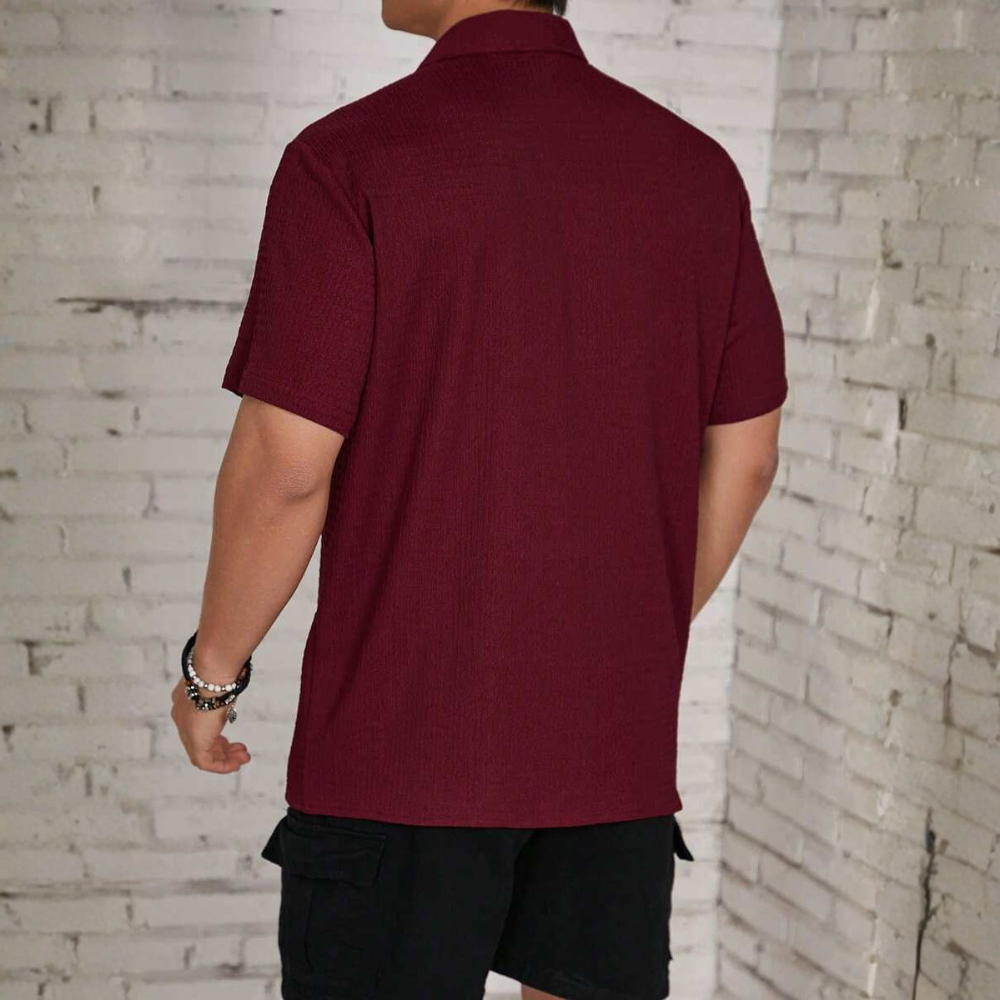 Knit Jacquard Loose Beach Vacation Shirt For Men