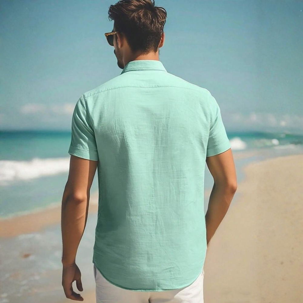 Solid Short Sleeve Casual Shirt For Men