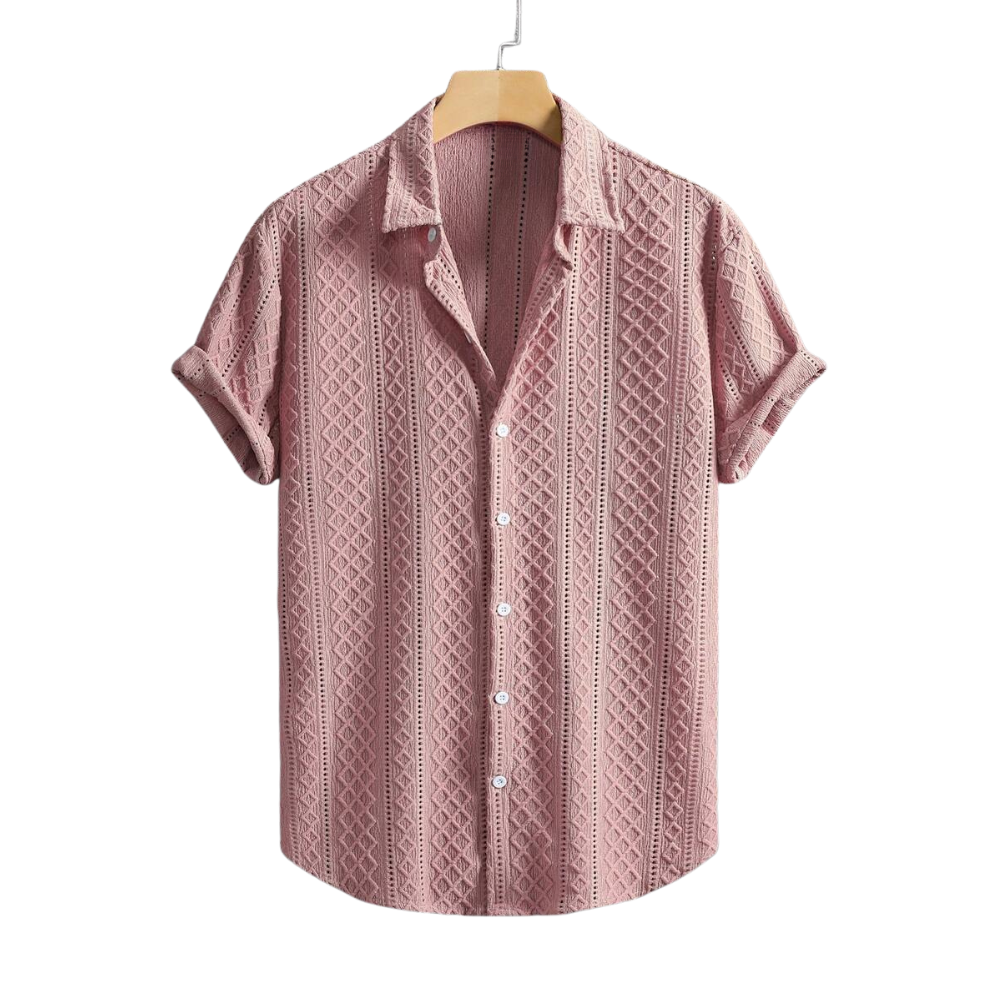 Geometric Jacquard Short Sleeve Casual Shirt