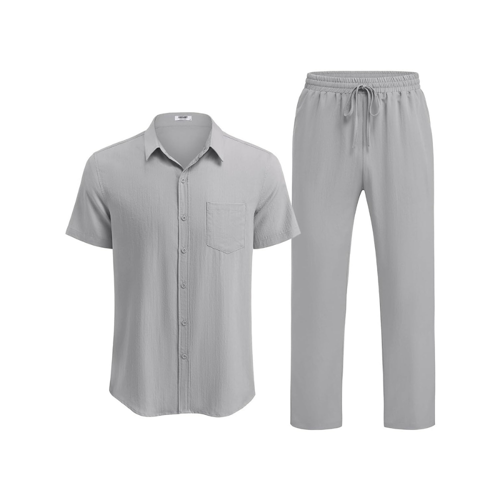 Casual Loose Fit Beach Wear Shirt And Pant Set For Men