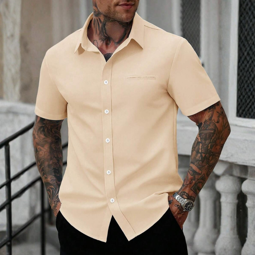 Casual Business Short Sleeve Formal Office Daily Work Shirt For Men