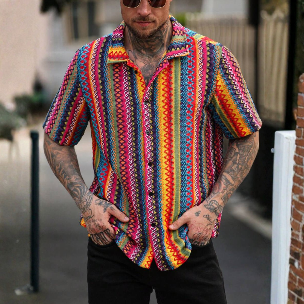 Casual Short Loose Sleeve Textured Sleeve Shirt For Men