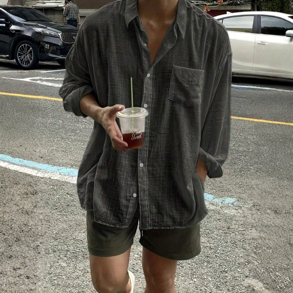 Plus Size Long Sleeve Single Pocket Loose Casual Autumn Shirt For Men