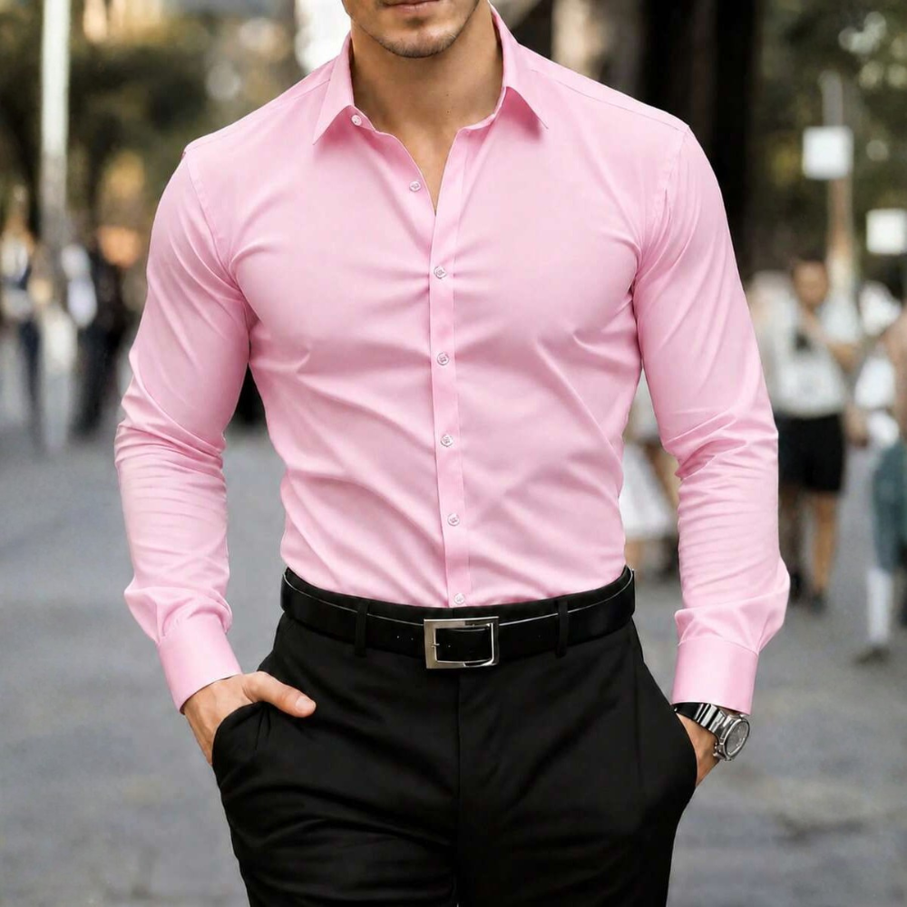 Formal Solid Long Sleeve Commuter Professional Business Shirt For Men
