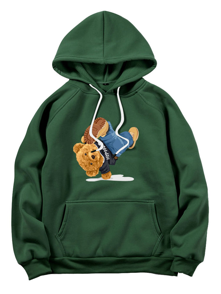 Break Dance Bear Print Hoodie-Vacay Outfit
