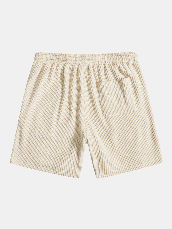 Waffle Button Up Shirt And Shorts-Vacay Outfit