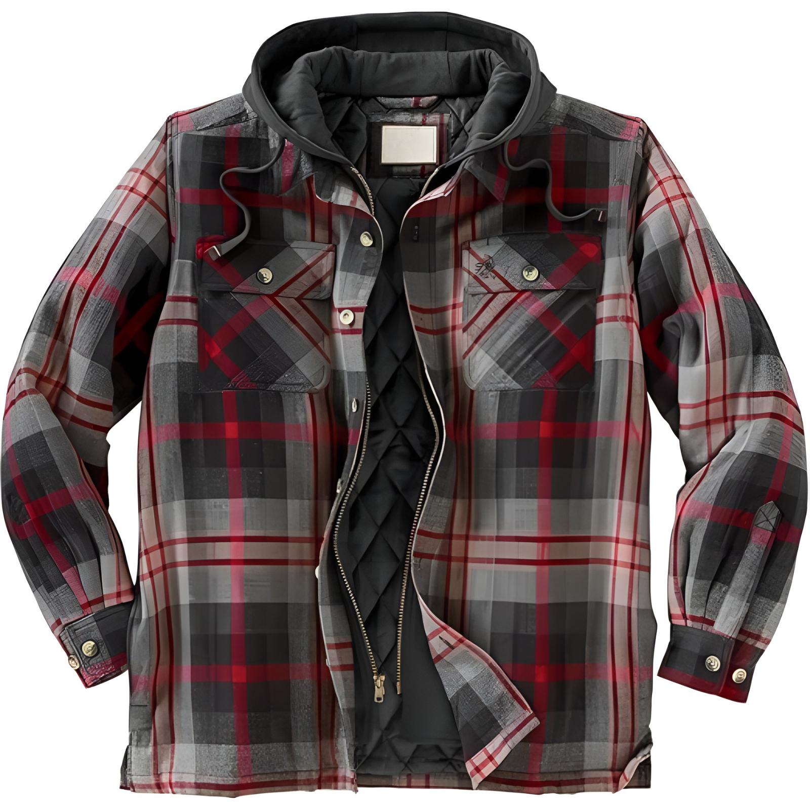 Insulated Plaid Winter Jacket For Men