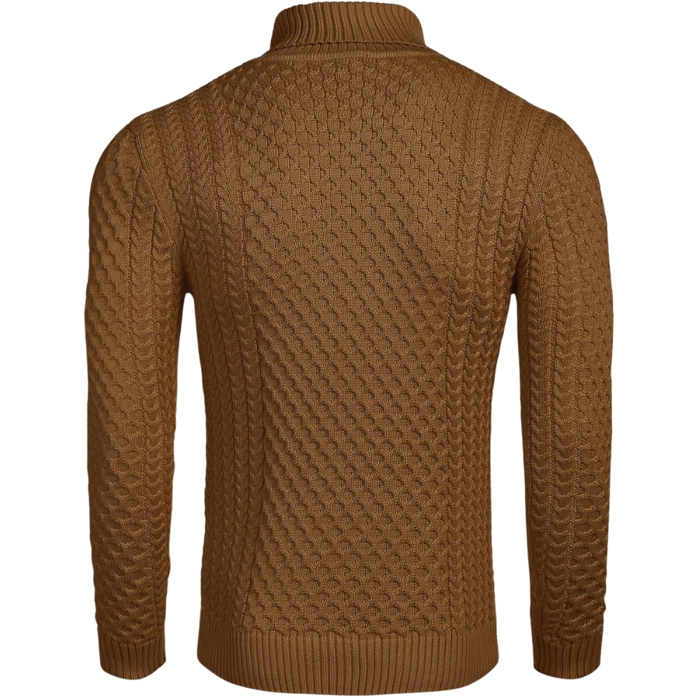 Men's Slim Fit Turtleneck Sweater Casual Knitted Twisted Pullover Solid Sweaters